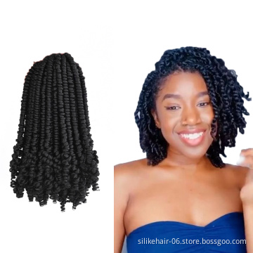 Wholesale 8inch Ombre Black Brown Fluffy Pre-twisted Passion Spring Bomb Twist Crochet Braiding Hair Synthetic Hair Extensions